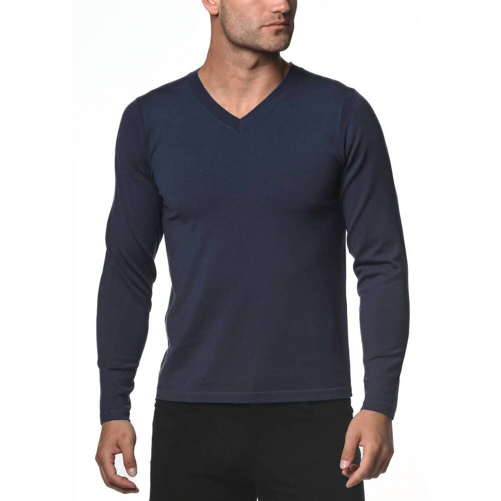 NEW POSTMARC knitted v-neck sweater in navy